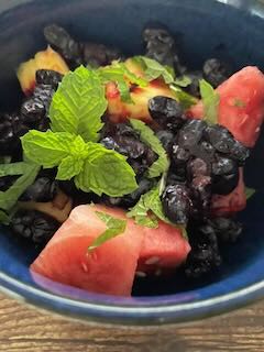 haskap berry fruit bowl with watermelon